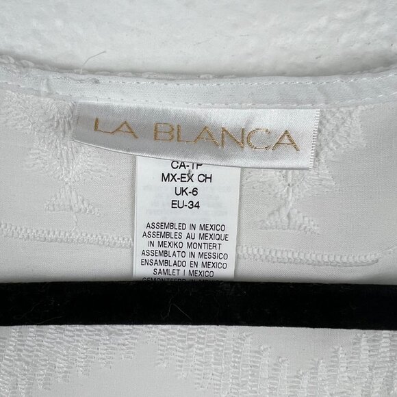 LA BLANCA White Embroidered and Lace V-Neck Swim Cover Up Tunic, Size XS - Picture 4 of 8